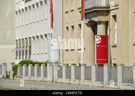 Deutsche Rentenversicherung, Knappschaft Bahn vedere, August-Bebel-Straße, Cottbus, Brandeburgo, Deutschland Foto Stock