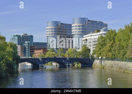 Spree, Meierei Bolle, Spreebogen, Alt-Moabit, Moabit di Berlino, Deutschland Foto Stock