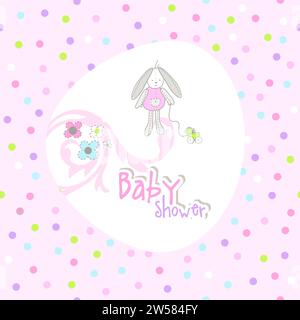 Biglietto d'invito per la festa di celebrazione con la doccia per bambini Illustrazione Vettoriale