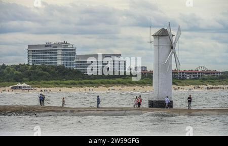 Villeggiante, Muehlenbake, Stawa Mlyny, Mar Baltico, Swinoujscie, voivodato della Pomerania Occidentale, Polonia Foto Stock