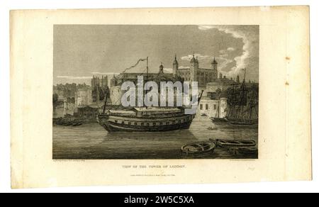 Stampa intitolata "Vista della Torre di Londra", 1811, Gran Bretagna Foto Stock