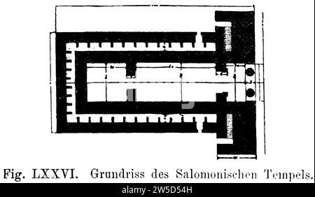 Tempio di Salomone, piano terra, stile architettonico fenicio, proporzioni matematiche, rettangolo, lato posteriore rivolto a ovest, lato anteriore rivolto a est Foto Stock