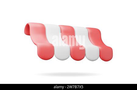 Tenda a strisce 3D isolata su bianco. Illustrazione Vettoriale