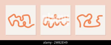 Linee audaci e infantili. Pennellate grunge disegnate a mano, poster vettoriale, arte murale. Illustrazione Vettoriale