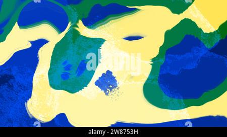 vecchia parete dipinta di giallo, verde e blu, bandiera del brasile Foto Stock