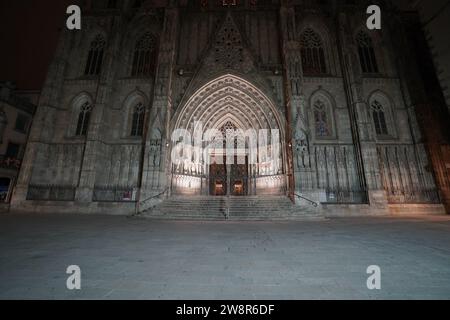 Cattedrale di Barcellona la mattina presto Foto Stock