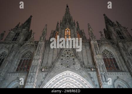 Cattedrale di Barcellona la mattina presto Foto Stock