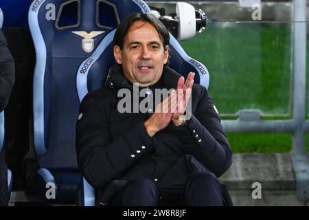 Simone Inzaghi allenatore del FC Internazionale gestures durante la partita di serie A tra SS Lazio e FC Internazionale allo Stadio Olimpico di Roma Foto Stock