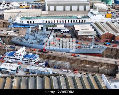 Banchine di riparazione navale Pendennis Falmouth Cornwall UK drone,antenna Foto Stock