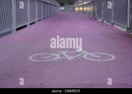piste ciclabili rosa destinate ai ciclisti Foto Stock