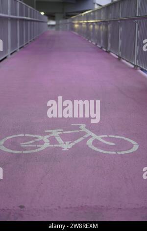 piste ciclabili rosa destinate ai ciclisti Foto Stock