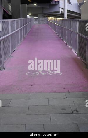 piste ciclabili rosa destinate ai ciclisti Foto Stock
