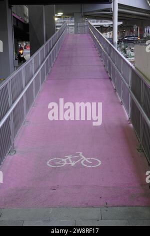 piste ciclabili rosa destinate ai ciclisti Foto Stock