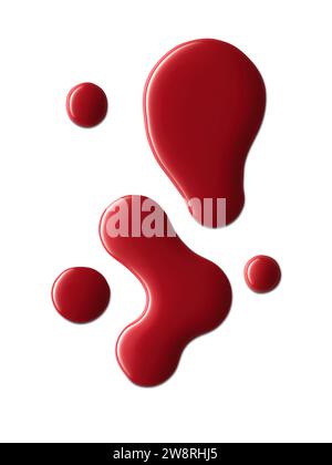 lo smalto rosso per unghie presenta forme diverse su sfondo bianco. Concetto di trucco texture cosmetica del prodotto Foto Stock