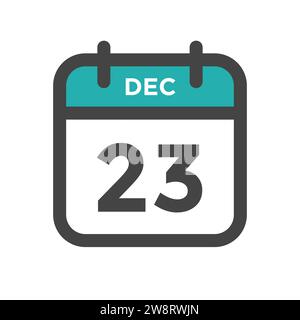 Dicembre 23 giorno di calendario o Data di calendario per la scadenza e l'appuntamento Illustrazione Vettoriale