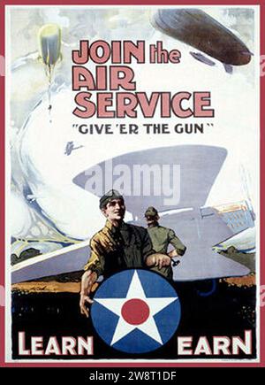 Poster di reclutamento del servizio aereo dell'esercito degli Stati Uniti durante la prima guerra mondiale Source3. Foto Stock