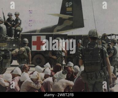 Wounded POW release, Bien Hoa Air base, 26 gennaio 1973. Foto Stock