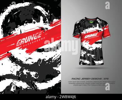 modello di t-shirt per la maglia da calcio grunge per gli sport estremi dal design grunge Illustrazione Vettoriale