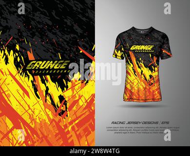 modello di t-shirt per la maglia da calcio grunge per gli sport estremi dal design grunge Illustrazione Vettoriale