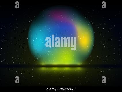 Sfera liquida olografica sfondo futuristico astratto. Design Vector retro Illustrazione Vettoriale
