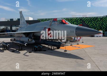 JF-17 Thunder al Dubai Air Show 2023 a Dubai, Emirati Arabi Uniti Foto Stock