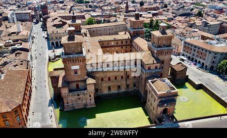 Foto drone Castello Este Ferrara Italia europa Foto Stock