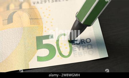 AUS 5 Euro 50 Euro machen Symbolbild zum Thema Finanztipps, Profit, Finanzberatung, Finanzcoaching usw. *** Trasformare 5 euro in 50 euro immagine simbolica in tema di suggerimenti finanziari, profitto, consulenza finanziaria, coaching finanziario, ecc.. Foto Stock