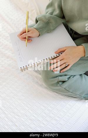 2024 pianificazione degli obiettivi con penna e notebook Foto Stock