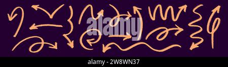 Icona freccia enfasi Doodle. Design stravagante linea a zigzag, bobina a molla, onda curva. Illustrazione vettoriale Illustrazione Vettoriale