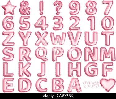 Alfabeto dello script della bollatura a lamina rosa Foto Stock