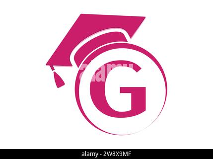Modello vettoriale per la progettazione di logo per la formazione e la laurea Letter G. Illustrazione Vettoriale