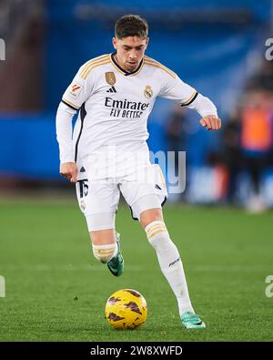 Fede Valverde del Real Madrid CF in azione durante la partita LaLiga EA Sports tra il Deportivo Alaves e il Real Madrid CF allo stadio Mendizorrotza. Vito Foto Stock