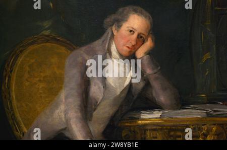 Gaspar Melchor de Jovellanos (1744-1811). Statista neoclassico spagnolo, autore e filosofo. Ritratto di Jovellanos di Francisco de Goya y Lucientes (1746-1828), 1798. Dettagli. Olio su tela (205 x 133 cm). Museo del Prado. Madrid. Spagna. Autore: Francisco de Goya y Lucientes (1746-1828). Pittore spagnolo. Foto Stock