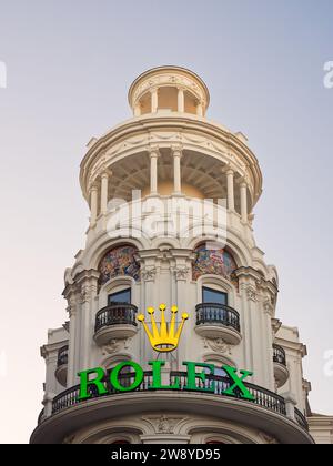 Madrid, Spagna - 19 novembre 2023: Il Grassy Clock and Watch Museum in Gran via, Madrid, Spagna Foto Stock
