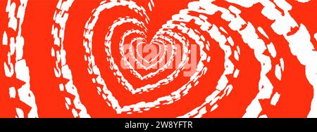 cuori di sfondo con texture a pennello su sfondo rosso Illustrazione Vettoriale