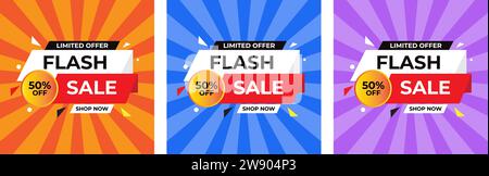 modello banner vendita flash. design del banner dell'offerta di vendita flash Illustrazione Vettoriale