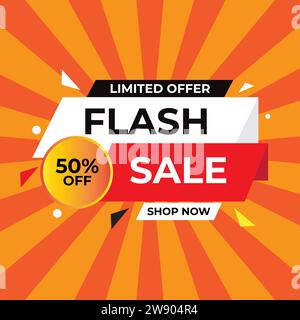 modello banner vendita flash. design del banner dell'offerta di vendita flash Illustrazione Vettoriale