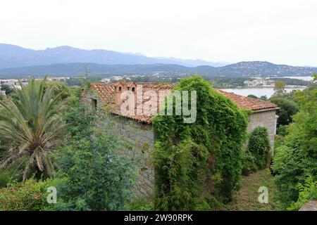 Case viventi sull'isola della Corsica in Francia Foto Stock