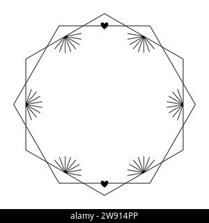 San Valentino ama la cornice estetica con il cuore. Forma lineare minimalista e geometrica di tendenza per la progettazione di poster o social media Illustrazione Vettoriale