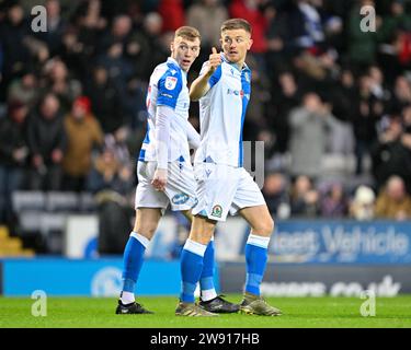 Blackburn, Regno Unito. 23 dicembre 2023. Adam Wharton n. 23 del Blackburn Rovers celebra il suo obiettivo e l'obiettivo di apertura della partita per renderla 1-0, durante la partita del campionato Sky Bet Blackburn Rovers vs Watford a Ewood Park, Blackburn, Regno Unito, 23 dicembre 2023 (foto di Cody Froggatt/News Images) a Blackburn, Regno Unito il 12/23/2023. (Foto di Cody Froggatt/News Images/Sipa USA) credito: SIPA USA/Alamy Live News Foto Stock