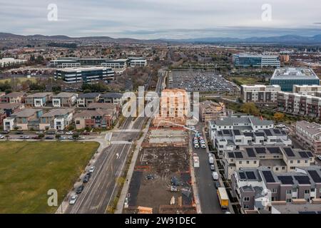 Immagini aeree su un cantiere di condomini Foto Stock