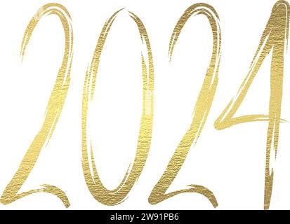 scritta color oro 2024 con sfondo trasparente Illustrazione Vettoriale