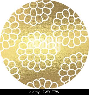cerchio con motivo floreale dorato con sfondo trasparente Illustrazione Vettoriale
