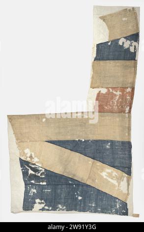 Frammento di una nave bandiera, anonimo, c. 1606 - c. 1700 bandiera della nave frammento di bandiera di una nave, lato pantaloni, blu con una croce bianca rossa su una croce bianca di Andries. Questo è un Unievlag del periodo 1606-1700. Bandiera di lana d'Inghilterra, colori (come simbolo dello stato, ecc.) Inghilterra Foto Stock