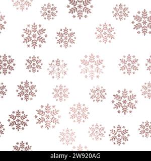 Strato superiore in fiocchi di neve dorati rosa sfondo trasparente Illustrazione Vettoriale