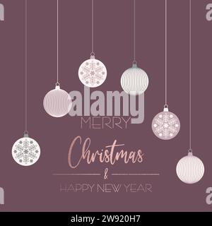 Auguri di Natale 12x12 in, font in oro rosa Illustrazione Vettoriale
