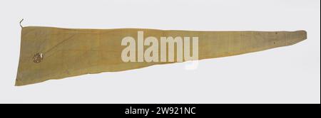 Pennant, anonimo, c. 1750 - c. 1830 bandiera lunga pennant giallo, triangolo rettangolare con punta troncata, con un cerchio (originariamente blu) ai pantaloni. Biancheria dell'arcipelago indonesiano (materiale). bandiera in cotone (tessuto), colori (simbolo dello stato, ecc.) Indie Orientali olandesi, il Foto Stock