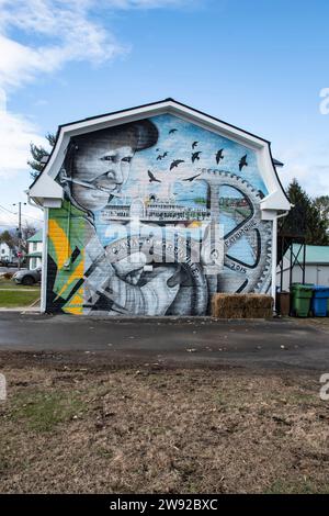 Murale che celebra il Canale di Grenville a Grenville, Quebec, Canada Foto Stock