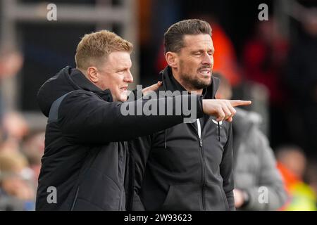 Luton, Regno Unito. 23 dicembre 2023. Eddie Howe (allenatore) del Newcastle United durante la partita di Premier League tra Luton Town e Newcastle United a Kenilworth Road, Luton, Inghilterra, il 23 dicembre 2023. Foto di David Horn. Credito: Prime Media Images/Alamy Live News Foto Stock