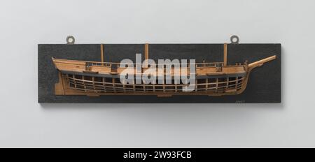 Half Model of a Gunboat, Anonymous, c. 1806 Ship Model. Mezzo modello mezzo modello di una cannoniera a vela (dritta), eseguita in Spant e Cent, con tre alberi. Legno olandese (materiale vegetale) modello navale (+ propulsione di veicoli, navi, ecc. per vento) Foto Stock